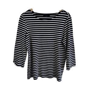 Wyse London Size 6 Striped Navy and White Boatneck Top